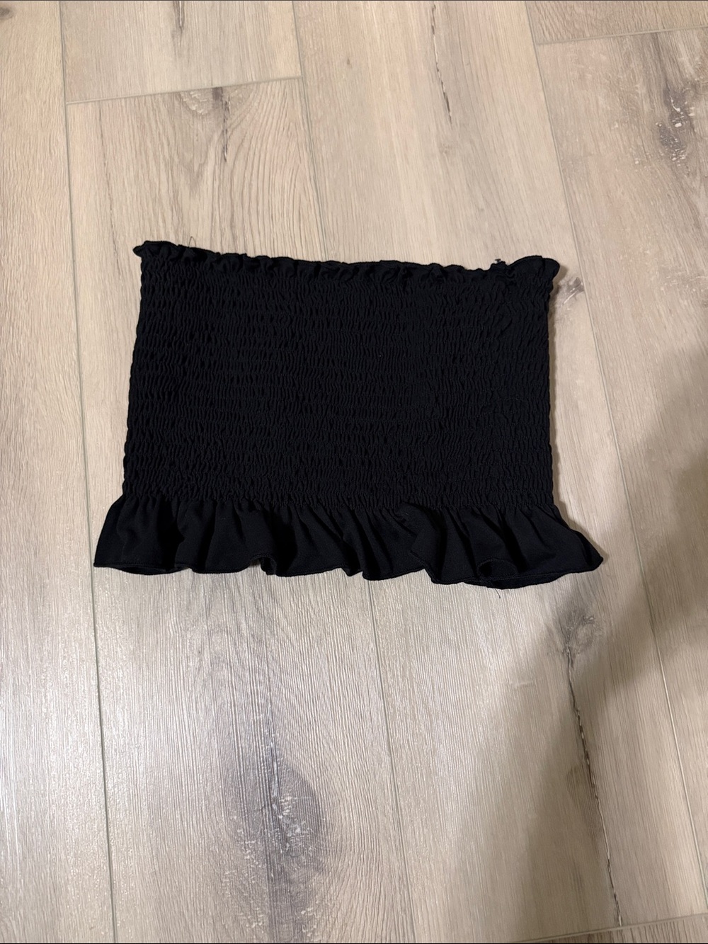Forever 21 Black Smocked Ruffle Tube Top